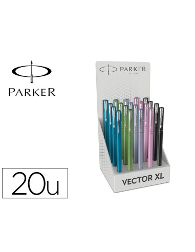 Pluma parker vector xl plumin f expositor de 20 unidades colores surtidos