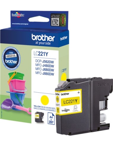 Brother LC221 Amarillo Cartucho de Tinta Original - LC221YBP