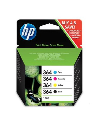 HP 364 Pack de 4 Cartuchos de Tinta Originales - N9J73AE
