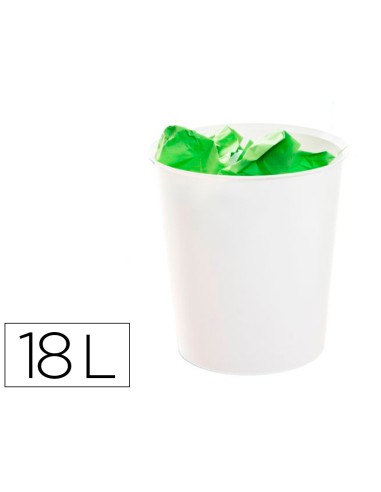 Papelera plastico archivo 2000 ecogreen 100 reciclada 18 litros color blanco pastel