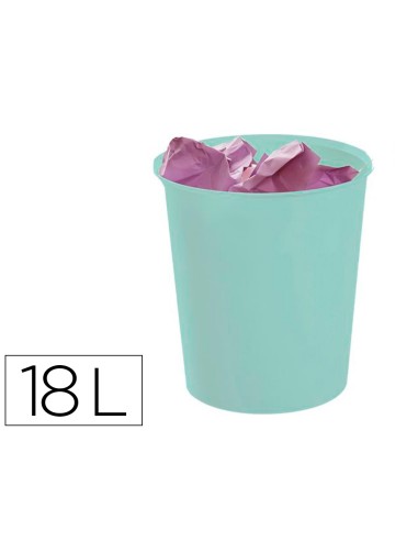Papelera plastico archivo 2000 ecogreen 100 reciclada 18 litros color verde pastel