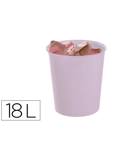 Papelera plastico archivo 2000 ecogreen 100 reciclada 18 litros color malva pastel