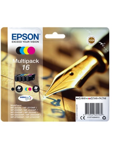 Epson T1626 Pack de 4 Cartuchos de Tinta Originales - C13T16264012