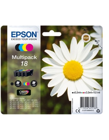 Epson T1806 (18) Pack de 4 Cartuchos de Tinta Originales - C13T18064012