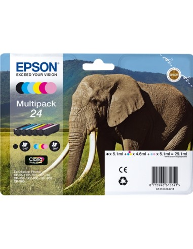 Epson T2428 (24) Pack de 6 Cartuchos de Tinta Originales - C13T24284011