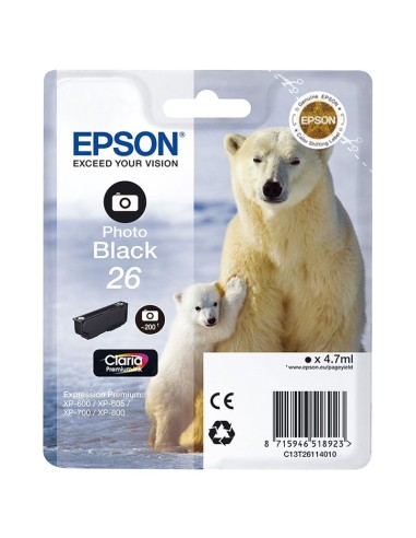 Epson T2611 (26) Negro Photo Cartucho de Tinta Original - C13T26114012