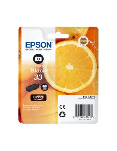 Epson T3341 (33) Negro Photo Cartucho de Tinta Original - C13T33414012