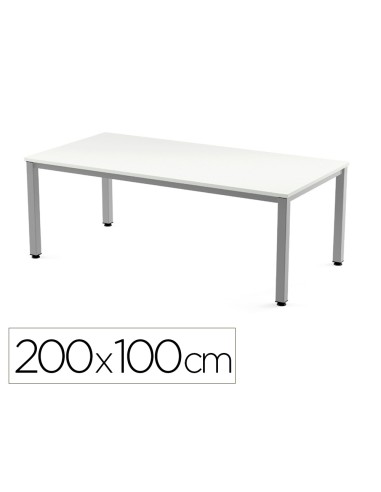 Mesa de oficina rocada executive 2005ad04 aluminio blanco 200x100 cm