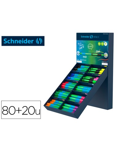 Boligrafo schneider slider caucho triangular 85 bioplastico exp 80 unidades surtidas 20 fluorescentes