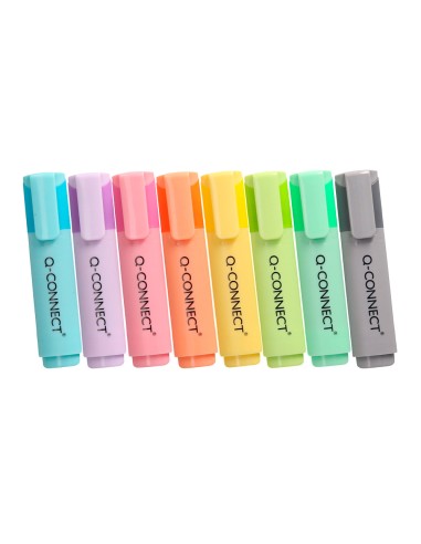 Rotulador q connect fluorescente pastel punta biselada estuche de sobremesa 8 colores surtidos