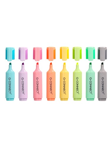 Rotulador q connect fluorescente pastel punta biselada estuche de sobremesa 8 colores surtidos