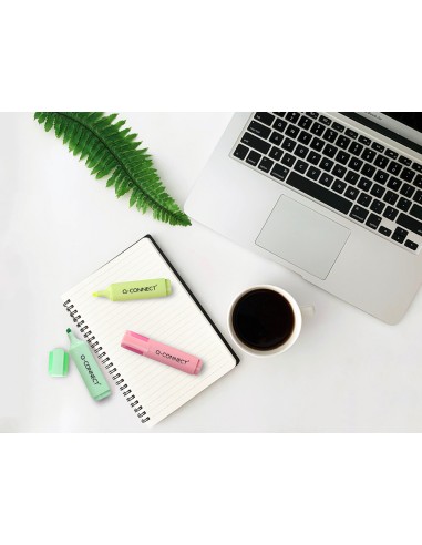 Rotulador q connect fluorescente pastel punta biselada estuche de sobremesa 8 colores surtidos