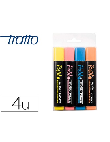 Rotulador tratto video fluorescente pastel blister de4 unidades colores surtidos