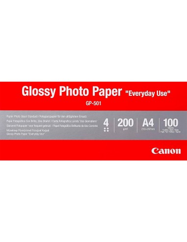 Papel fotografico canon pixma brillo din a4 200g m2 ink jet paquete de 100 hoas