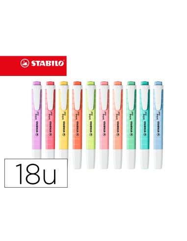 Rotulador stabilo fluorescente swing cool pastel deskset estuche de 18 unidades colores surtidos