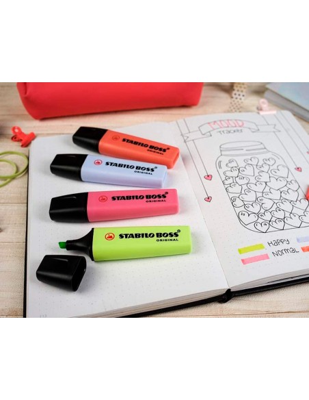 Rotulador stabilo boss fluorescente 70 pastel estuche de 4 unidades colores nuevos 2021 surtidos