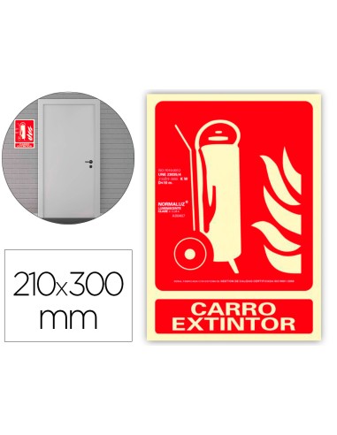 Pictograma archivo 2000 carro extintor pvc rojo luminiscente 210x300 mm