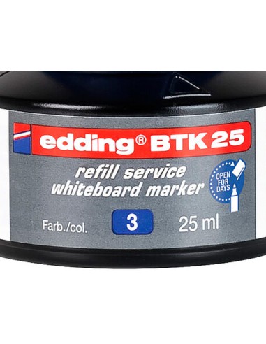 Tinta rotulador edding pizarra blanca btk 25 color azul frasco de 25 ml