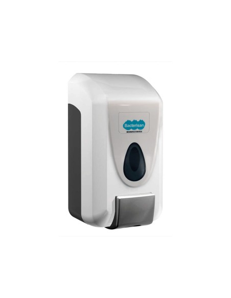 Dispensador para gel y jabon bacterisan para pared manual capacidad 800 ml color blanco 120x110x240 mm
