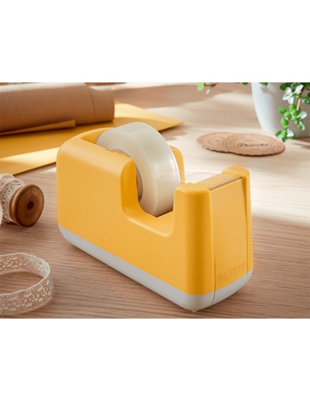 Portarrollo sobremesa leitz cosy plastico para cintas 33 mt color amarillo