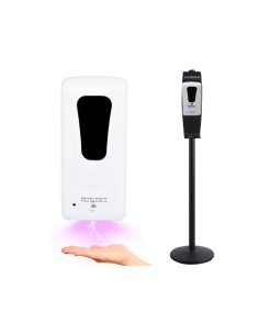 Dispensador para gel y jabon q connect automatico sensor y soporte metalico 152 cm alto 13x115x27 cm 1000 ml blanco