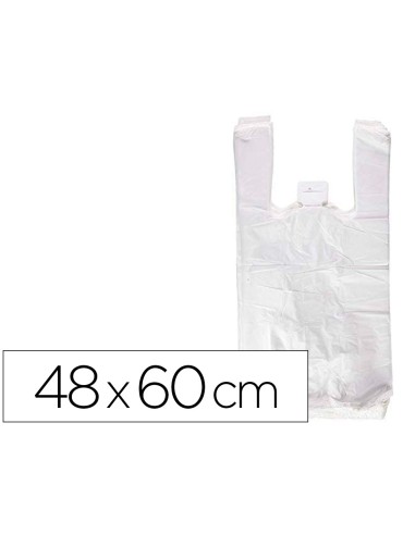 Bolsa camiseta reciclada 70 blanca 50 mc 48x60 cm apta legislacion de bolsas 2021