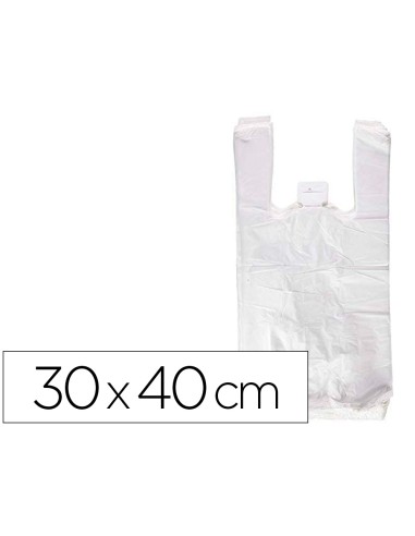 Bolsa camiseta reciclada 70 blanca 50 mc 30x40 cm apta legislacion de bolsas 2021