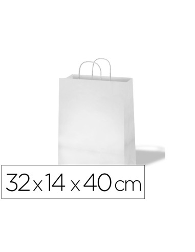 Bolsa kraft basika celulosa blanco 90 gr asa retorcida tamano l 320x140x400 mm