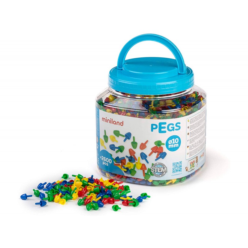 Juego miniland pegs bote de 2600 piezas de 10 mm