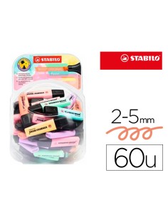 Rotulador stabilo boss fluorescente 70 pastel expositor bombonera de 60 unidades colores surtidos