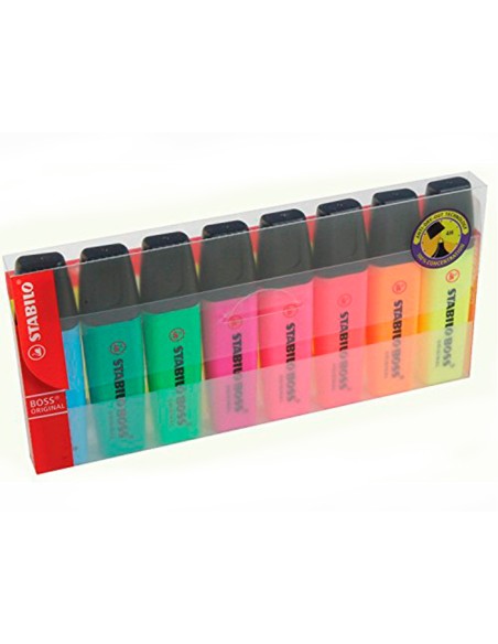 Rotulador stabilo boss fluorescente 70 estuche de 8 unidades colores surtidos