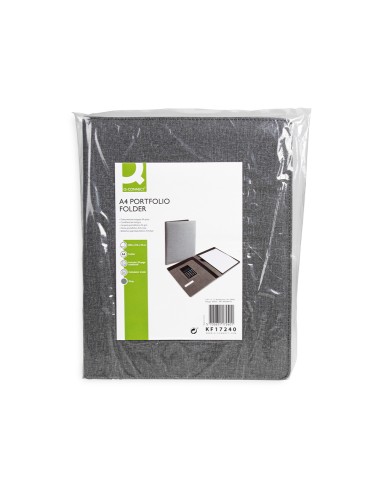 Carpeta portafolios q connect a4 con calculadora bloc 20 hojas y departamentos interiores color gris 250x315