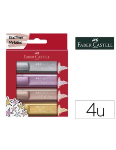 Rotulador faber fluorescente texliner 46 color metalico estuche 4 unidades colores surtidos