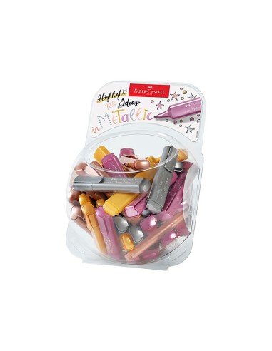 Rotulador faber fluorescente texliner 46 color metalico bombonera 80 unidades colores surtidos