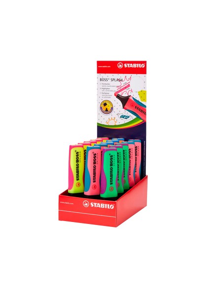 Rotulador stabilo boss splash 75 expositor sobremesa de 15 unidades colores surtidos