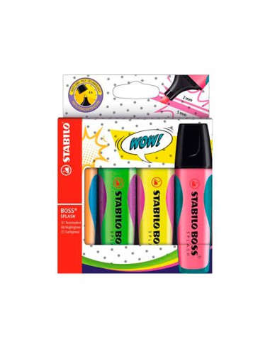 Rotulador stabilo boss splash 75 estuche de 4 unidades colores surtidos