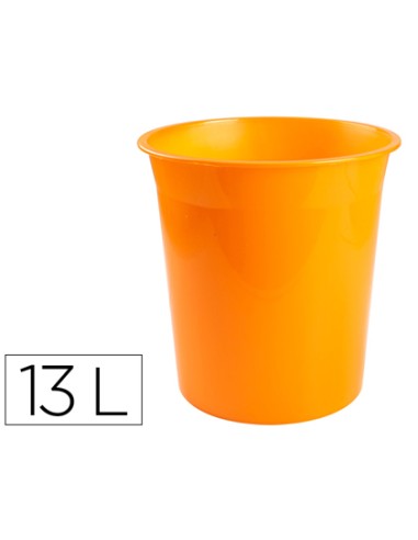 Papelera plastico q connect naranja translucido 13 litros 275x285 mm