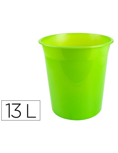 Papelera plastico q connect verde translucido 13 litros 275x285 mm