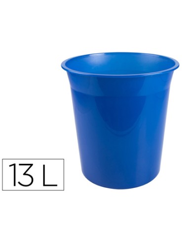 Papelera plastico q connect azul translucido 13 litros 275x285 mm