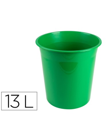 Papelera plastico q connect verde opaco 13 litros 275x285 mm