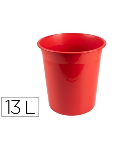 Papelera plastico q connect rojo opaco 13 litros