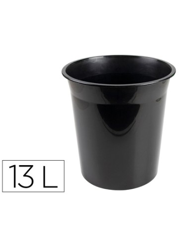 Papelera plastico q connect negro opaco 13 litros dim275x285 mm