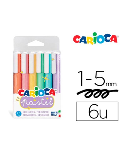 Rotulador carioca fluorescente pastel blister de 6 colores surtidos