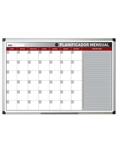 Planning magnetico bi office mensual lacado marco aluminio rotulable 90x60 cm