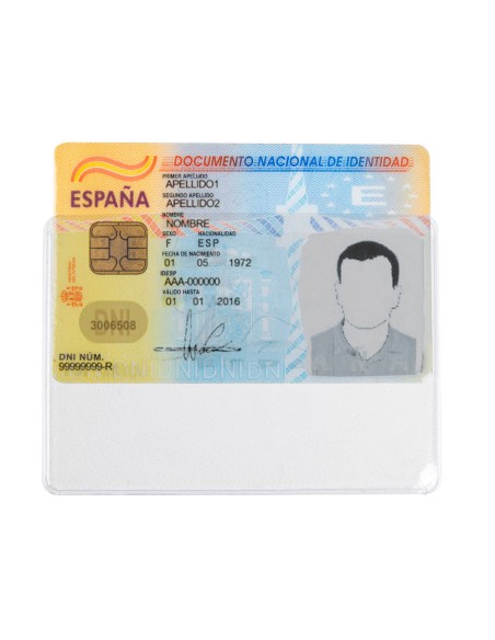 Funda portadocumento q connect dni 130 micras pvc transparente con unero 86x54 mm