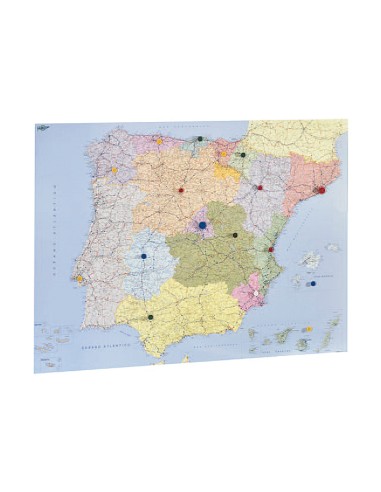 Mapa mural faibo espana y portugal autonomico plastificiado enrollado 98x134 cm