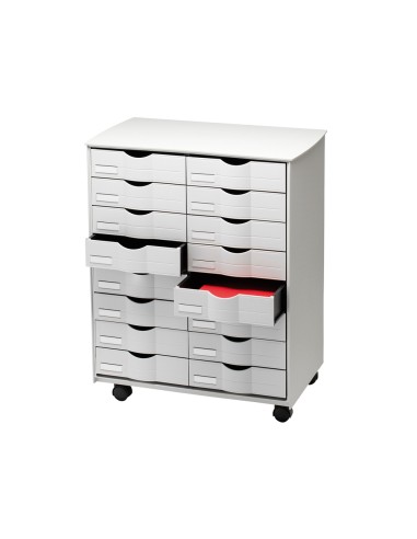 Mueble auxiliar fast paperflow para oficina negro 16 cajones en 2 columnas gris5x382 715x58x343 cm