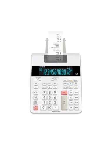 Calculadora casio impresora pantalla lc papel 58 mm impresion bicolor fr 2650rc 12 digitos dc color blanco