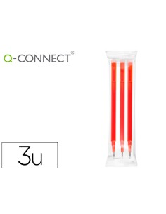 Recambio boligrafo q connect retractil kf11059 borrable rojo caja de 3 unidades