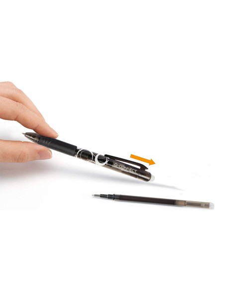 Recambio boligrafo q connect retractil kf11057 borrable negro caja de 3 unidades